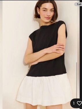 Free People Enya Mini Dress Black White Hem S